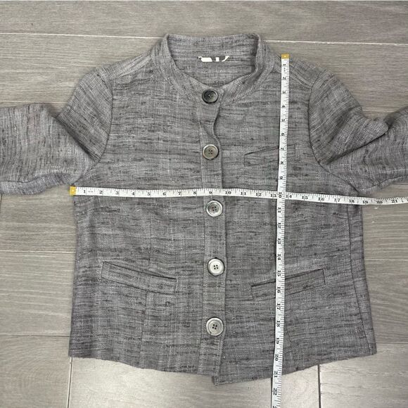 BOGNER Silk Tweed Boucle Blazer Jacket Gray Brown Cropped Bolero 3/4 Sleeve US 8 - Picture 15 of 16